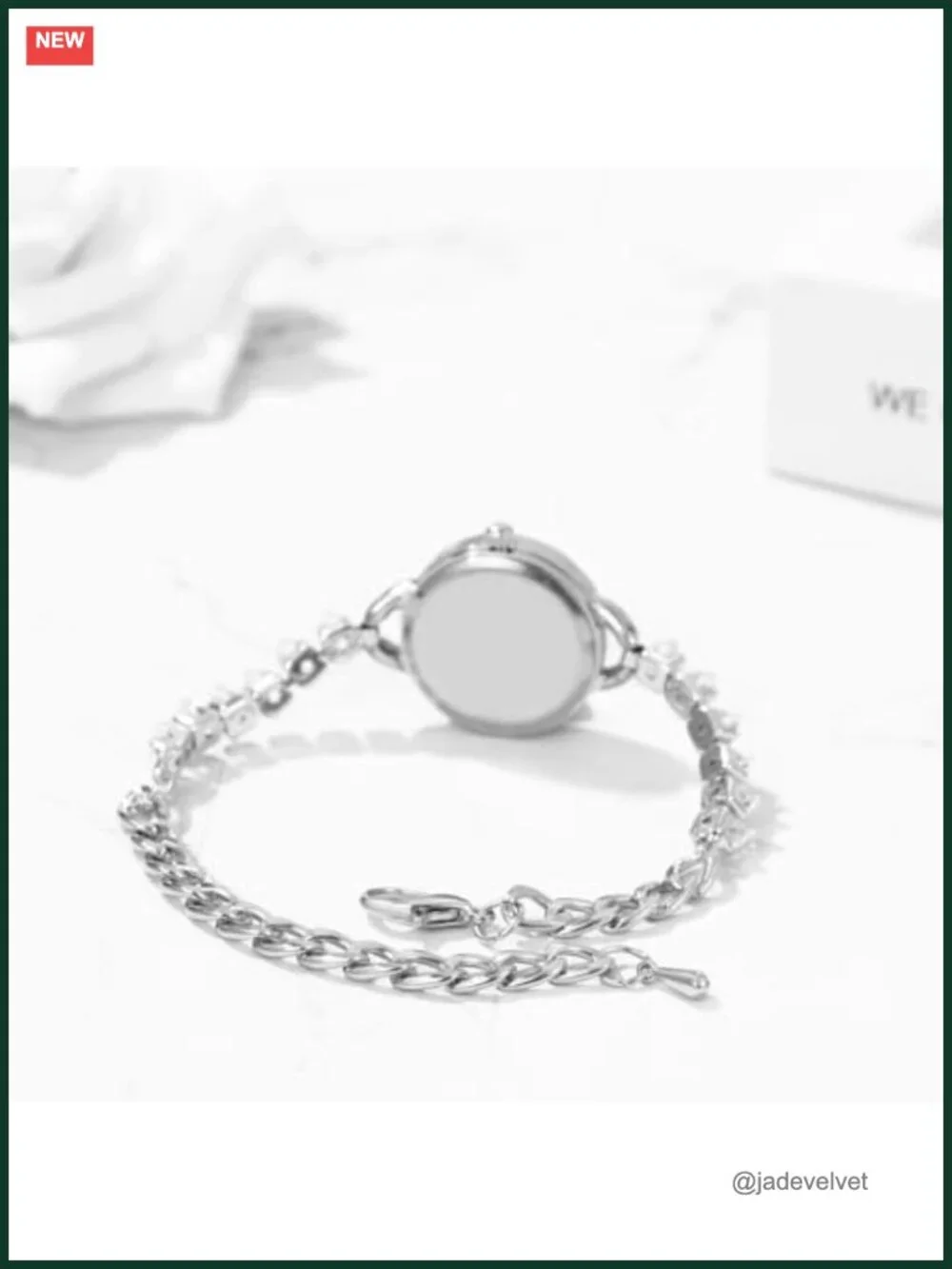 Women's Slim Strap Rhinestone Analog Quartz Bracelet Watch